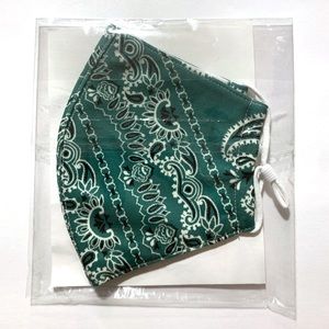 Tory Burch Designer Face Mask- Green Paisley